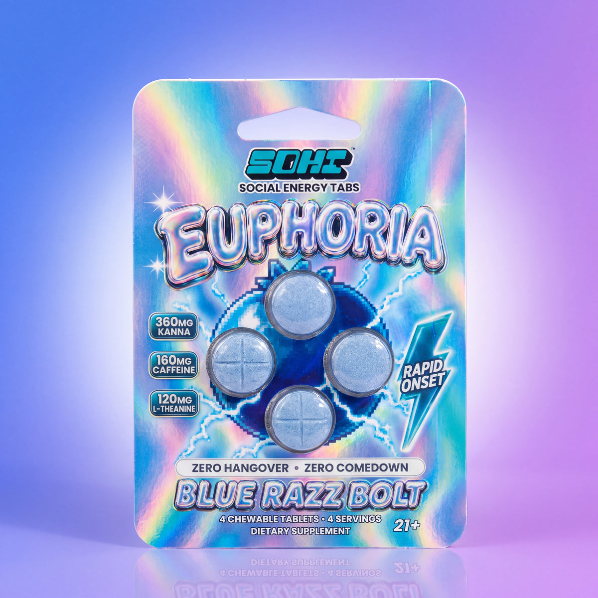 Blue Razz Bolt | Energy Tabs | 4 ct | Display of 10