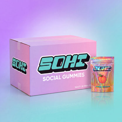 Peach Glow | Social Gummies | 60mg Kanna | Display of 12
