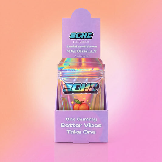 Peach Glow | Social Gummies | 60mg Kanna | Display of 12