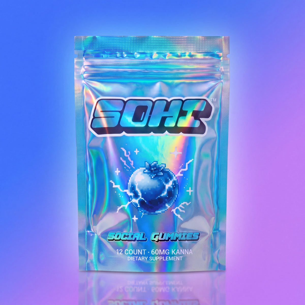 Electric Blue Razz | Social Gummies | 60mg Kanna | Display of 12