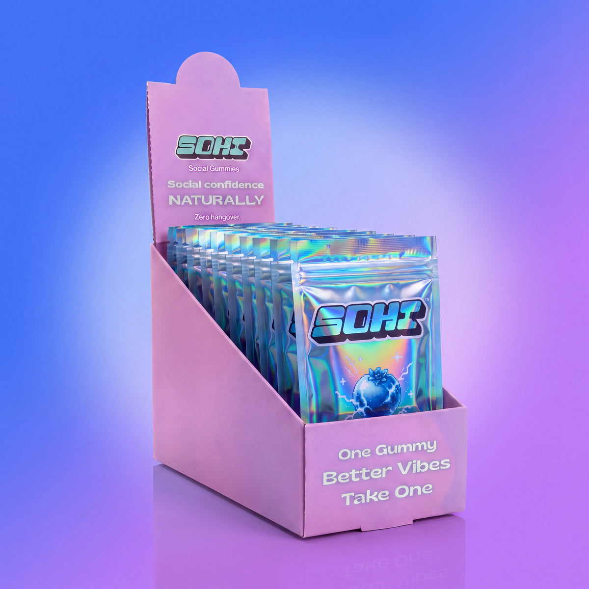 Electric Blue Razz | Social Gummies | 60mg Kanna | Display of 12