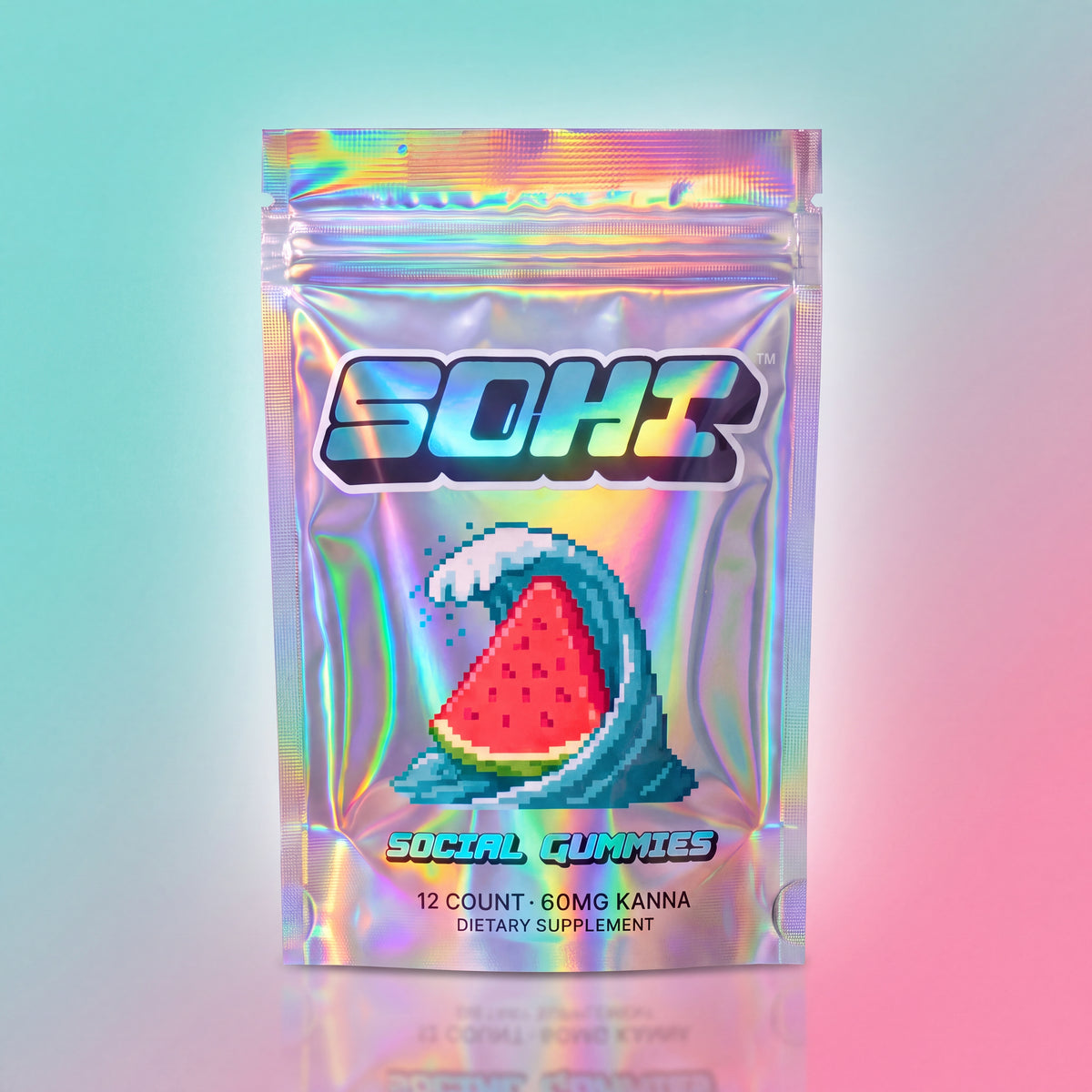 Watermelon Wave | Social Gummies | 60mg Kanna | Display of 12