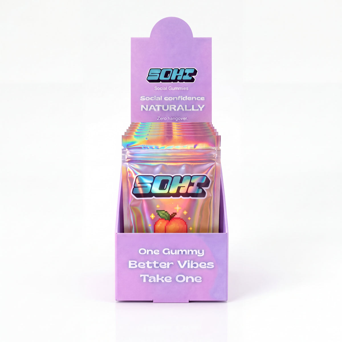 Peach Glow | Social Gummies | 60mg Kanna | Display of 12