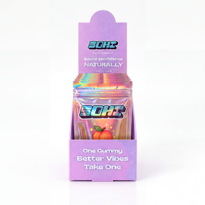 Peach Glow | Social Gummies | 60mg Kanna | Display of 12
