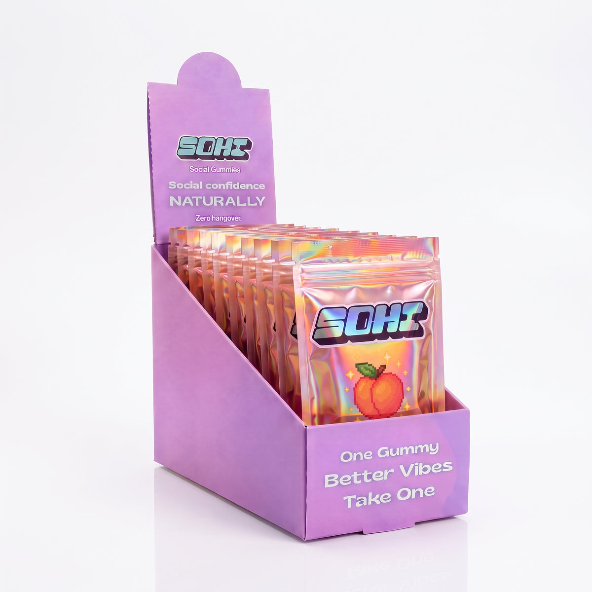 Peach Glow | Social Gummies | 60mg Kanna | Display of 12