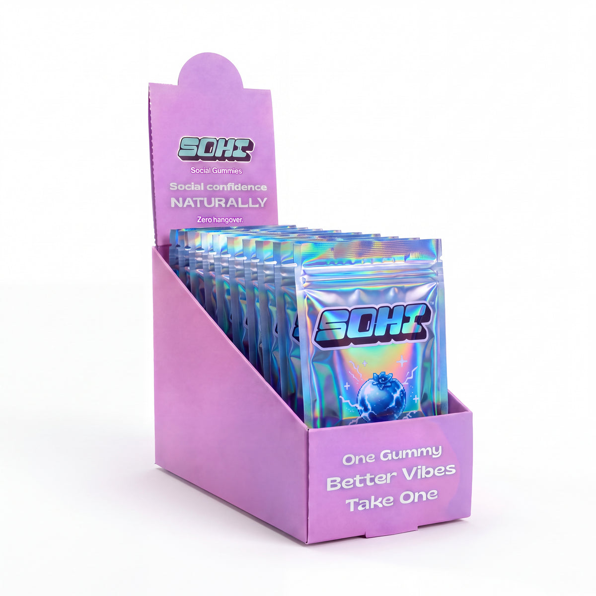 Electric Blue Razz | Social Gummies | 60mg Kanna | Display of 12