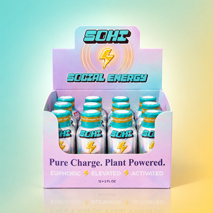 Mango Pineapple Peach | Social Energy Shot | 2 fl oz | Display of 12