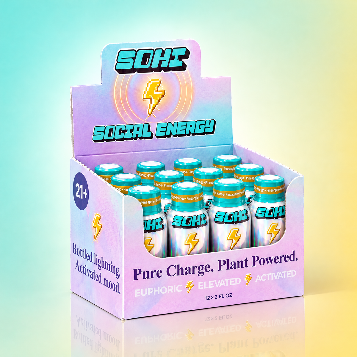Mango Pineapple Peach | Social Energy Shot | 2 fl oz | Display of 12