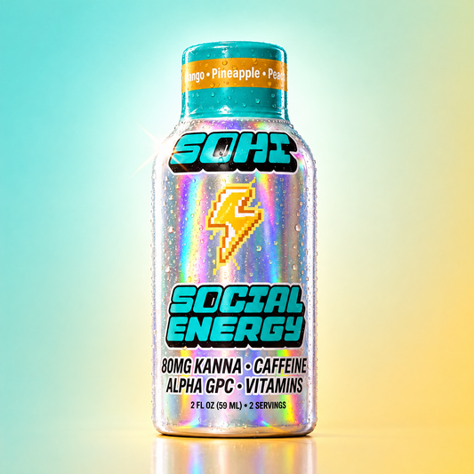 Mango Pineapple Peach | Social Energy Shot | 2 fl oz | Display of 12